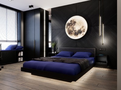 дизайн интерьера черной спальни