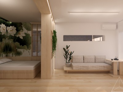 дизайн кровати для сна и дивана для отдыха